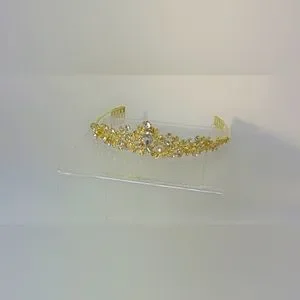 NWT-Gold Tiara with Crystals Vintage Gold Wedding Tiara with Pave Crystals - Mariell  main image 4